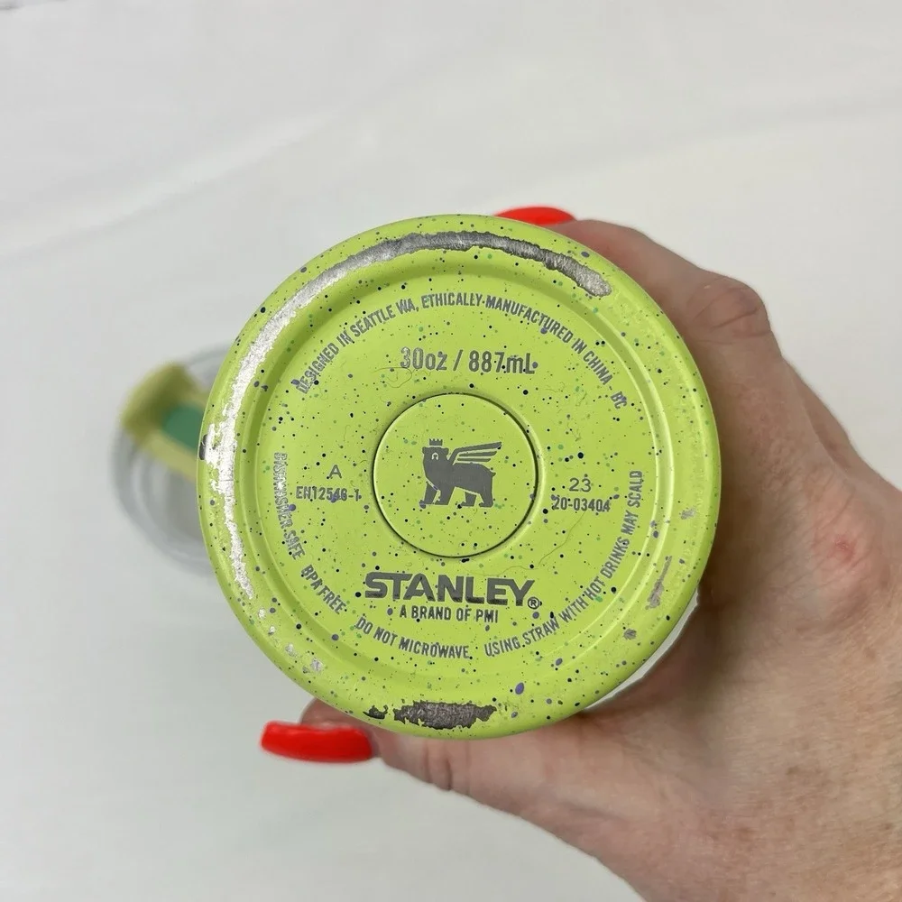 Stanley Flowstate Quencher H2.0‎ Tumbler Cup 30 oz Green Citron Speckle W/ Lid - Picture 9 of 9